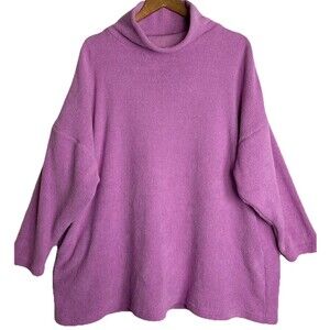 Free People Beach Ottoman Slouchy Tunic Terry Sweater Top Pink Womens Small Cozy